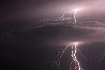 Fototapeta na wymiar lightning during night thunderstorms