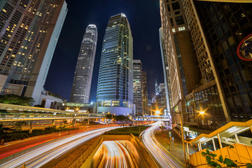 Fototapeta na wymiar Skyline of Hong Kong downtown at night