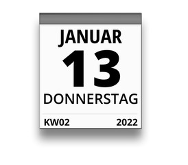 Kalender für Donnerstag, 13. JANUAR 2022 (Woche 02)