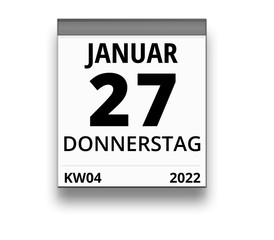 Kalender für Donnerstag, 27. JANUAR 2022 (Woche 04)