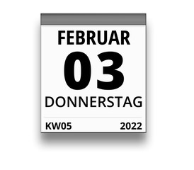 Kalender für Donnerstag, 3. FEBRUAR 2022 (Woche 05)