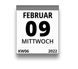 Kalender für Mittwoch, 9. FEBRUAR 2022 (Woche 06)