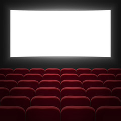 cinema hall with white screen