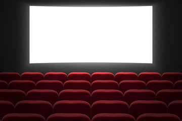 cinema hall with white screen