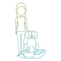 young woman with dog in bed characters