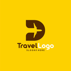 Flat Modern D Initial Travel logo designs concept vector