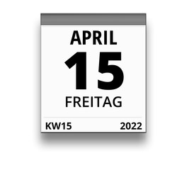 Kalender für Freitag, 15. APRIL 2022 (Woche 15)
