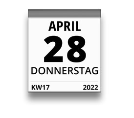 Kalender für Donnerstag, 28. APRIL 2022 (Woche 17)