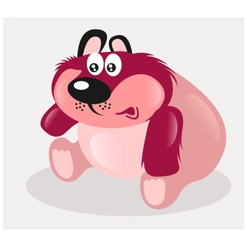 cute fat chubby pink magenta bear mascot cartoon character