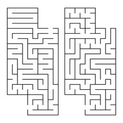 Abstract rectangular isolated labyrinth. Black color on a white background. An interesting game for children and adults. Simple flat vector illustration. With a place for your drawings