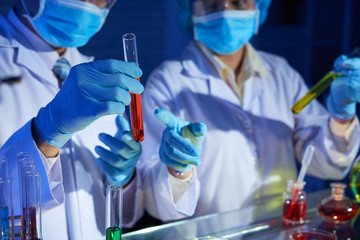 Scientists working in laboratory