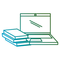 education text books with laptop vector illustration design