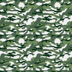 Colorful seamless pattern of forest camouflage. Khaki texture. Simple flat vector illustration. For the design of fabric, wrapping paper, covers, web sites.