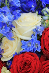Fototapeta na wymiar Red white and blue wedding flowers