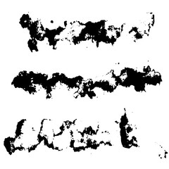 Grunge ink brush strokes set. Freehand black brushes. Handdrawn dry brush black texture. Vector illustration.