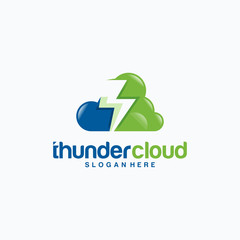 Thunder Cloud Logo designs vector, Storm Cloud Logo Template Design Vector