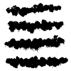 Grunge ink brush strokes set. Freehand black brushes. Handdrawn dry brush black texture. Vector illustration.