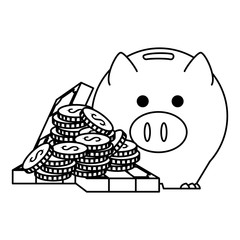 piggy savings economy icons vector illustration design