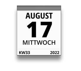 Kalender für Mittwoch, 17. AUGUST 2022 (Woche 33)