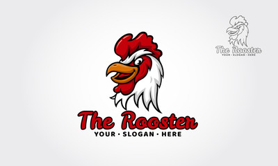 The Rooster head logo template. Vector mascot illustration.