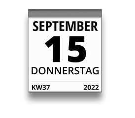 Kalender für Donnerstag, 15. SEPTEMBER 2022 (Woche 37)