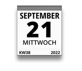 Kalender für Mittwoch, 21. SEPTEMBER 2022 (Woche 38)