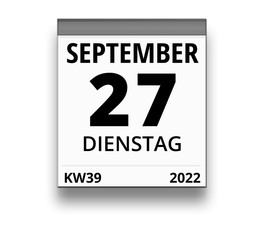 Kalender für Dienstag, 27. SEPTEMBER 2022 (Woche 39)