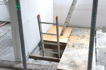 Building site with house under construction - Stairs to the first floor