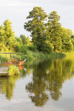 Lowland Nida river, landscape of the Nida Valley, Poland.