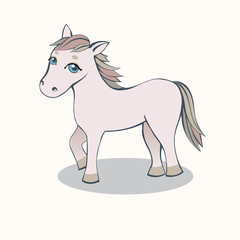 Small Horse Cartoon pink on a light background