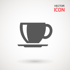 Coffee cup icon, Simple vector coffee icon. Vector illustration isolated on white. Silhouette simple. Logotype concept. Logo design template.