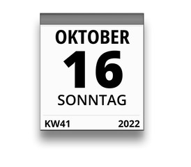 Kalender für Sonntag, 16. OKTOBER 2022 (Woche 41)