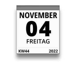 Kalender für Freitag, 4. NOVEMBER 2022 (Woche 44)