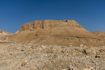 Fototapeta na wymiar Masada fortress view from the desert