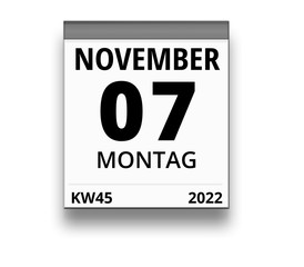 Kalender für Montag, 7. NOVEMBER 2022 (Woche 45)