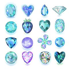 Set of colored gems