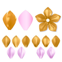 Golden metal pattern flower petal set