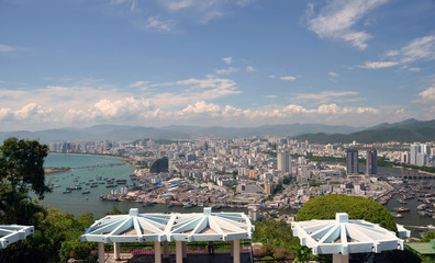 Fototapeta premium China Hainan island, city of Sanya aerial view