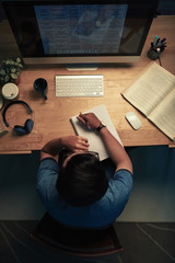 University student doing homework