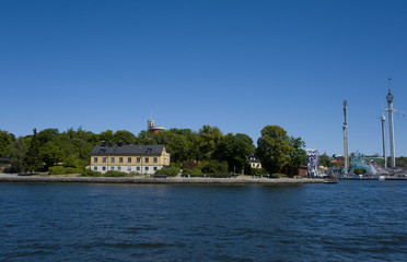 Fototapeta na wymiar Castle and landmarks at Stockholm waterfront a summer day 