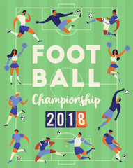 Football soccer players cheerleaders fans set of isolated human figures with merch marks of favourite team vector illustration.