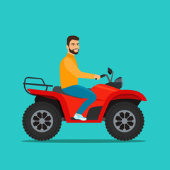 Man on the ATV motorcycle isolated. Vector flat style illustration © lyudinka
