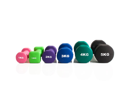 Gym weights lined up