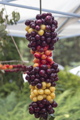 Braided colored cherries the annual Cherry Festival in Kyustendil, Bulgaria.