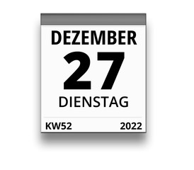 Kalender für Dienstag, 27. DEZEMBER 2022 (Woche 52)