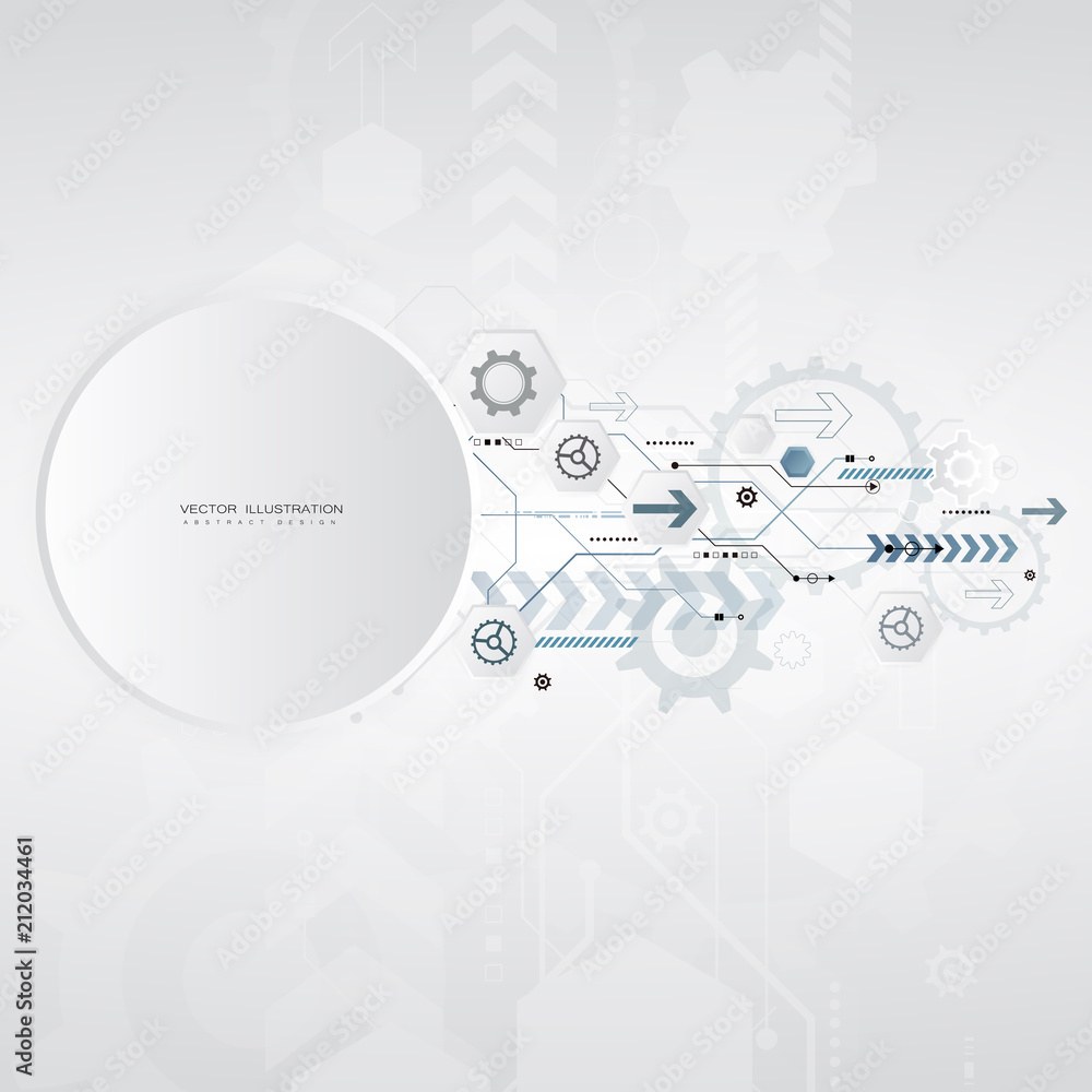 Aufkleber digital technology design blue gear wheel engineering various elements for content network business 