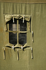 Army tent window