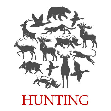 Hunting sport poster of forest and african animal
