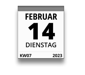 Kalender für Dienstag, 14. FEBRUAR 2023 (Woche 07)