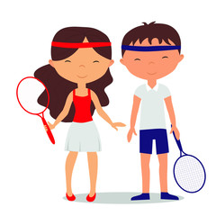  vector illustration tennis players girl and guy